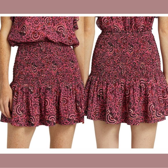 NEW $395 A.L.C [ 14 ] Kade Floral Smocked Mini Skirt‎ in Pink - Picture 3 of 13